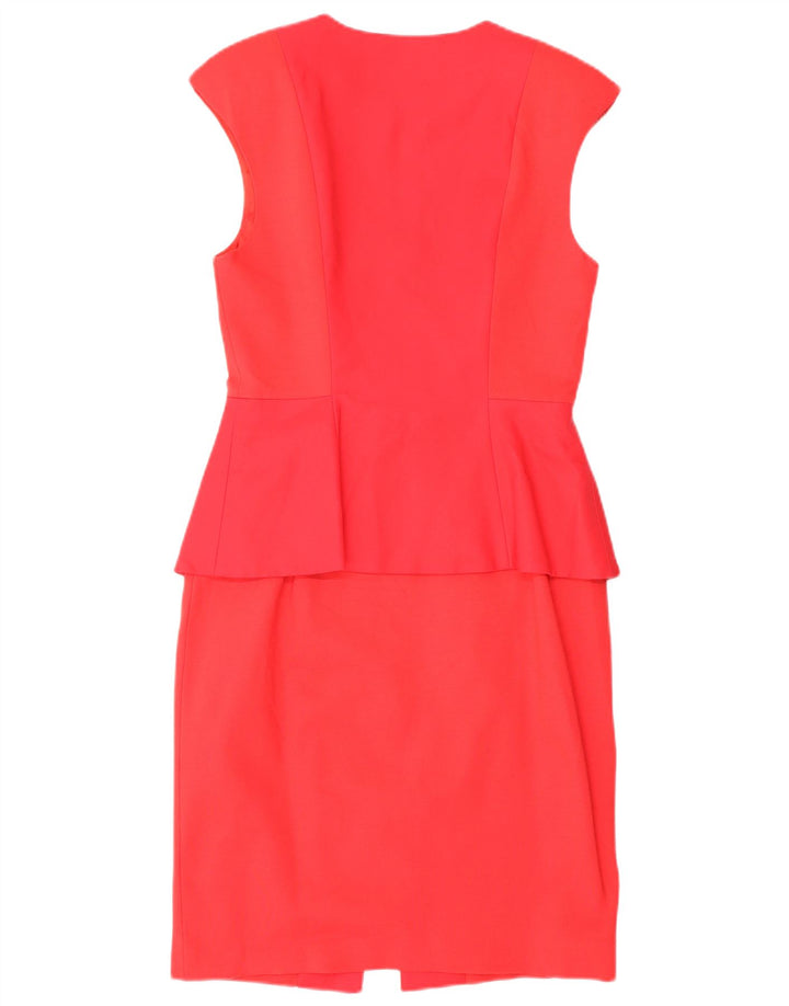Ted Baker Γυναικείο αμάνικο φόρεμα Peplum Νούμερο 2 Μικρό κόκκινο βαμβακερό