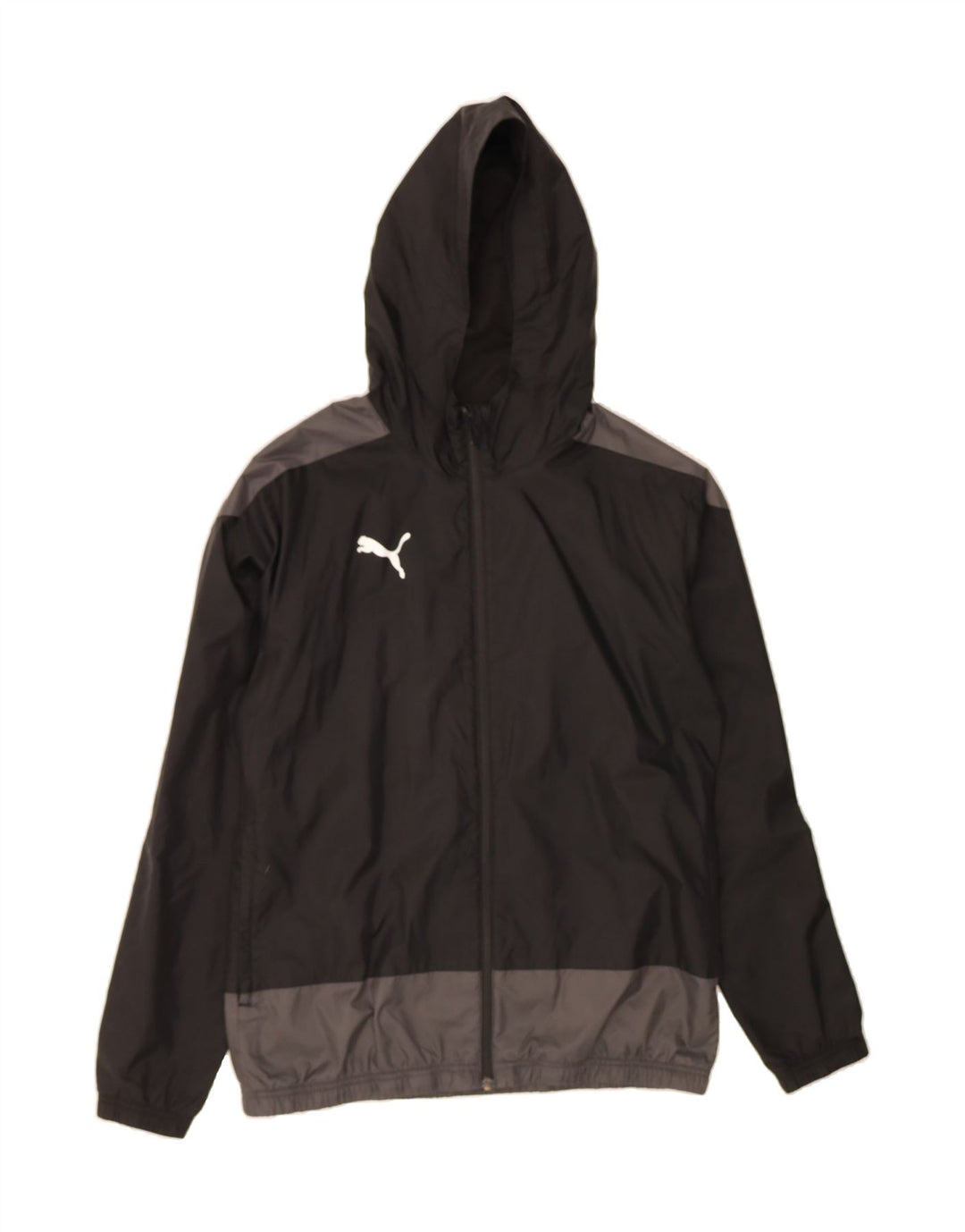 PUMA Mens Hooded Tracksuit Top Jacket Medium Black Colourblock Polyester Vintage Puma and Second-Hand Puma from Messina Hembry 