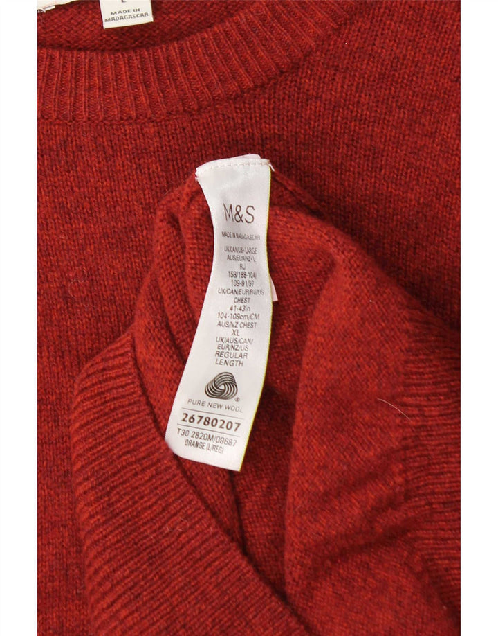 Marks & Spencer Ανδρικό πουλόβερ με λαιμόκαυστο, πορτοκαλί μαλλί