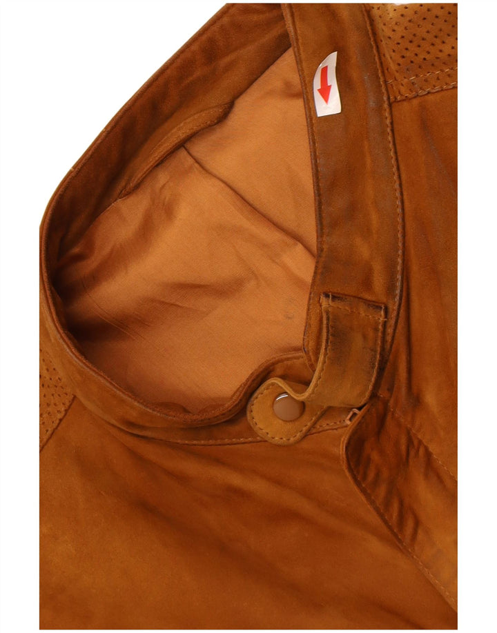Vintage Ανδρικό Suede Bomber Jacket UK 36 Small Beige