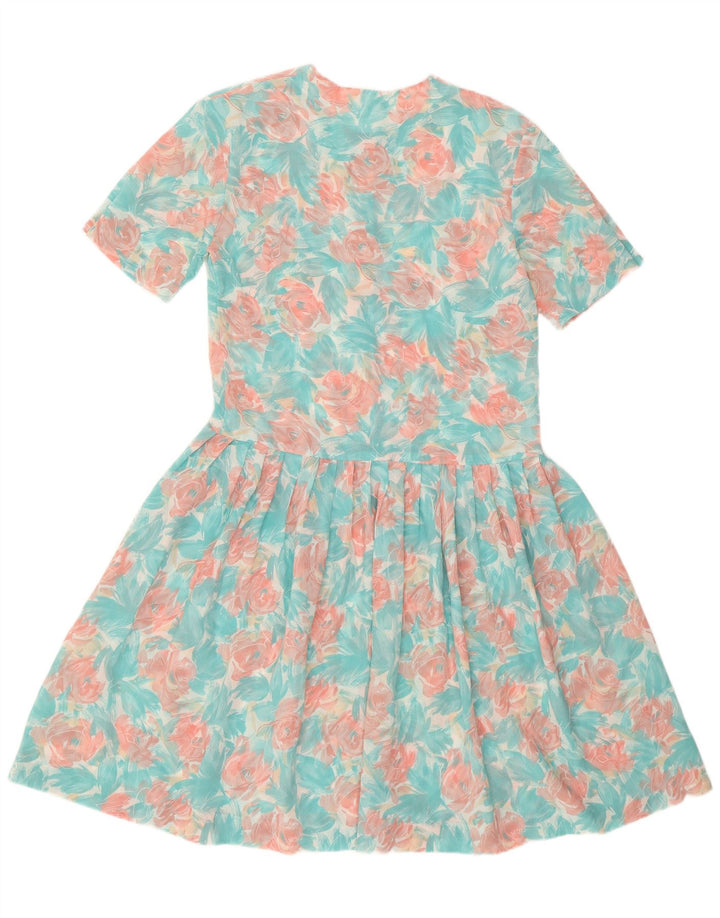 Eastex γυναικείο φόρεμα κούνιας UK 12 Medium Turquoise Floral Polyester