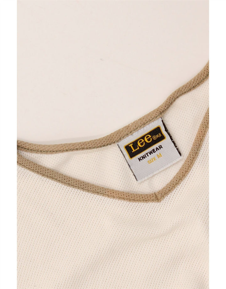 Lee Γυναικείο T-Shirt Top UK 14 Μεσαίο λευκό βαμβακερό