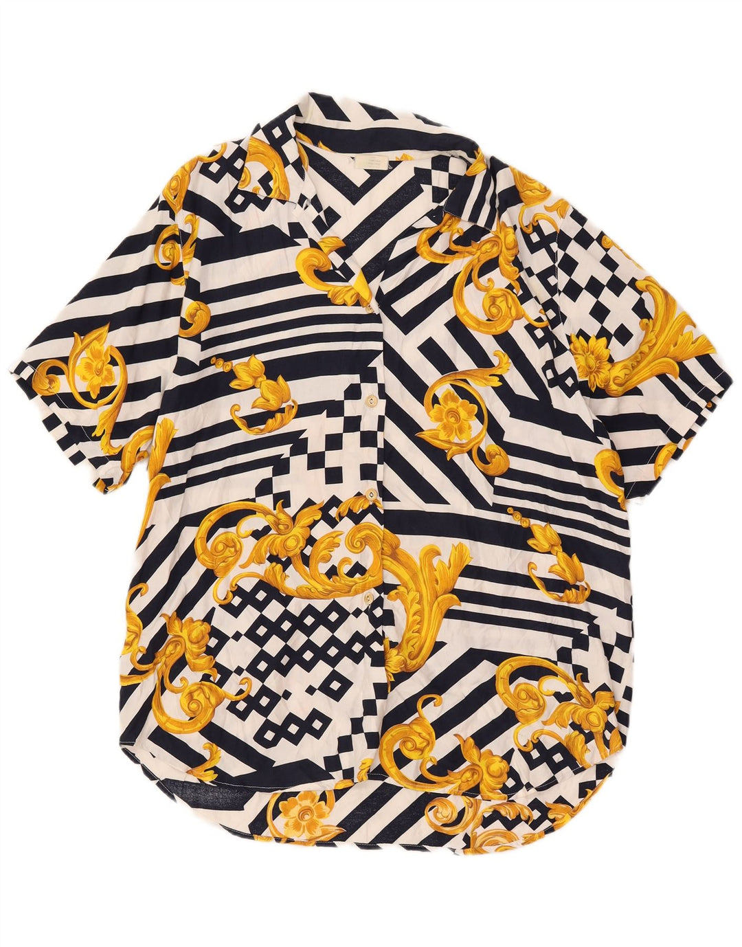 Fancy πλήρως γυναικείο πουκάμισο αφηρημένο μοτίβο μπλούζα UK 20 2XL Πολύχρωμο