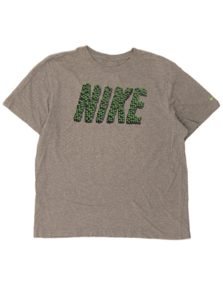 Ανδρικό γραφικό μπλουζάκι Nike τοπ με μεγάλο γκρι χρώμα