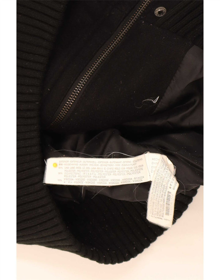 Zara Γυναικείο Bomber Jacket UK 14 Medium Black Wool