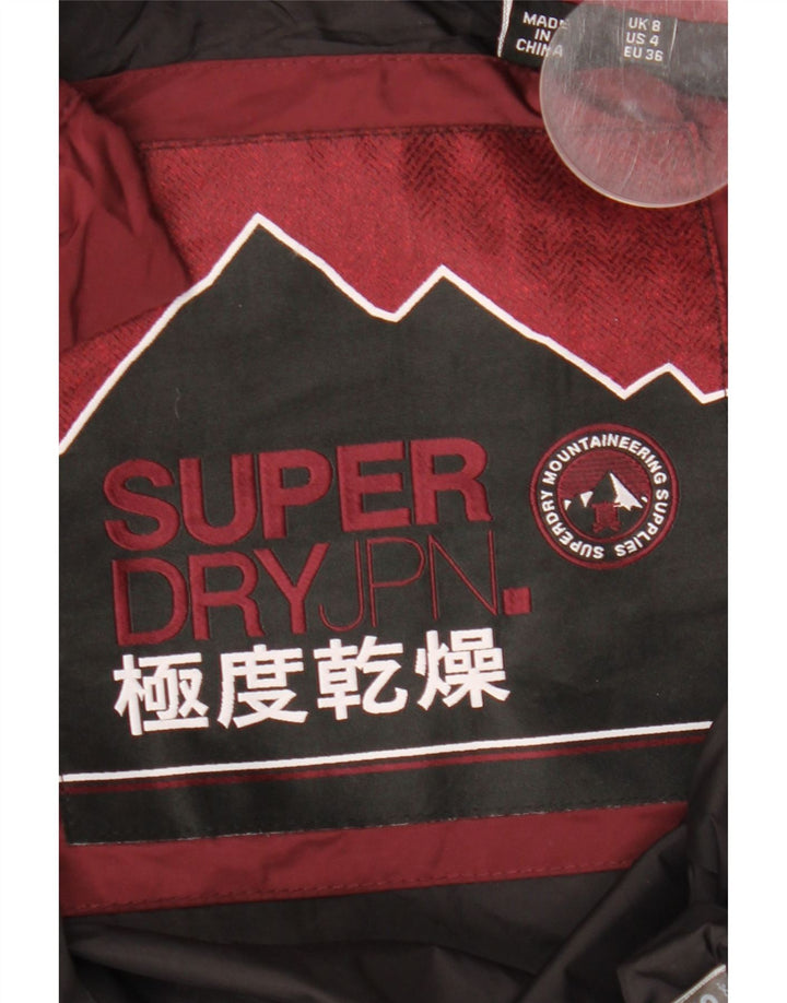 Superdry γυναικείο μπουφάν με κουκούλα UK 8 Small μπορντό πολυεστέρας