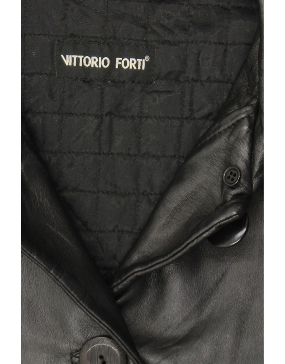 VITTORIO FORTI Womens Leather Coat EU 42 Large Black Vintage Vittorio Forti and Second-Hand Vittorio Forti from Messina Hembry 