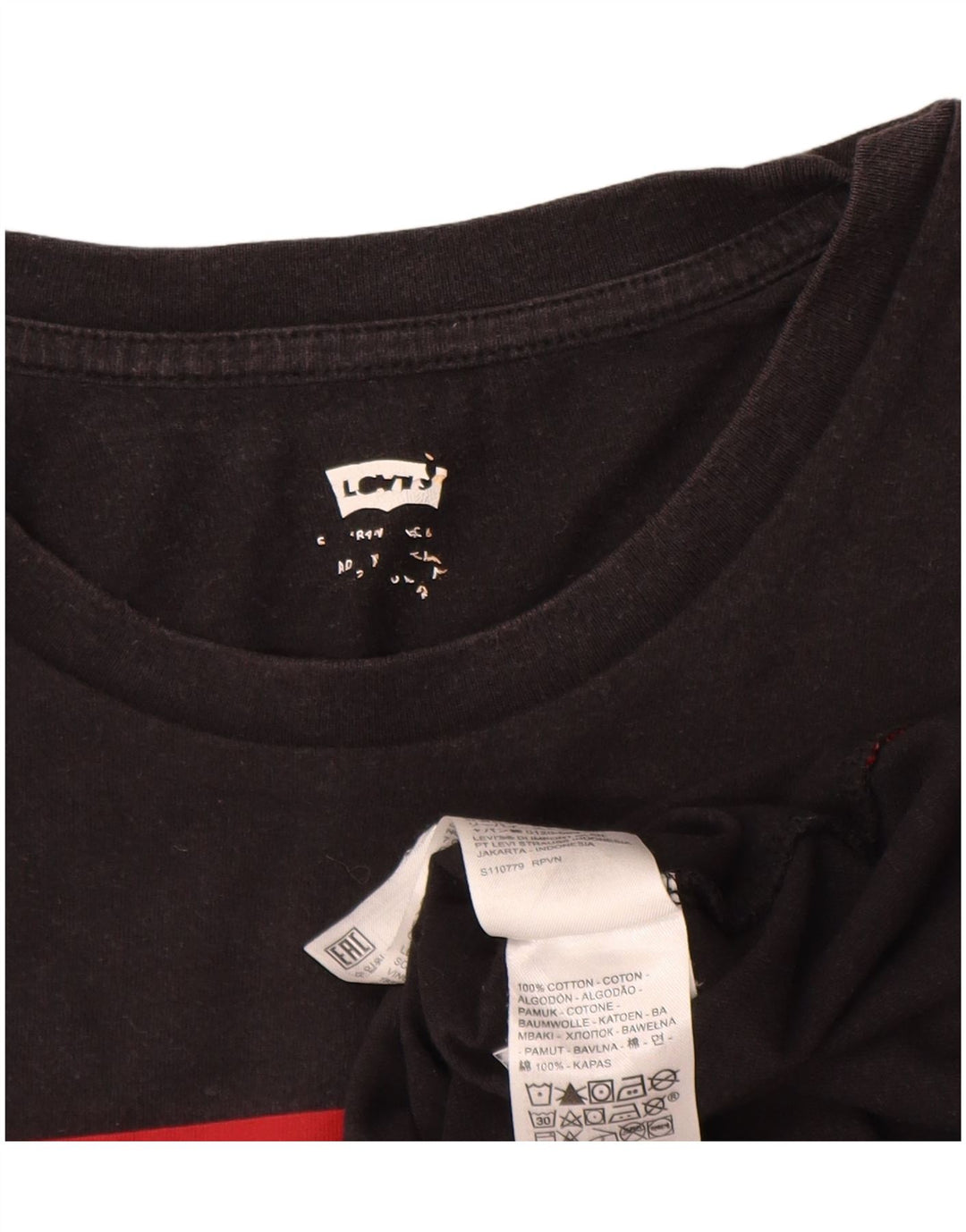Ανδρικό γραφικό μπλουζάκι Levi's Top μεγάλο μαύρο βαμβακερό