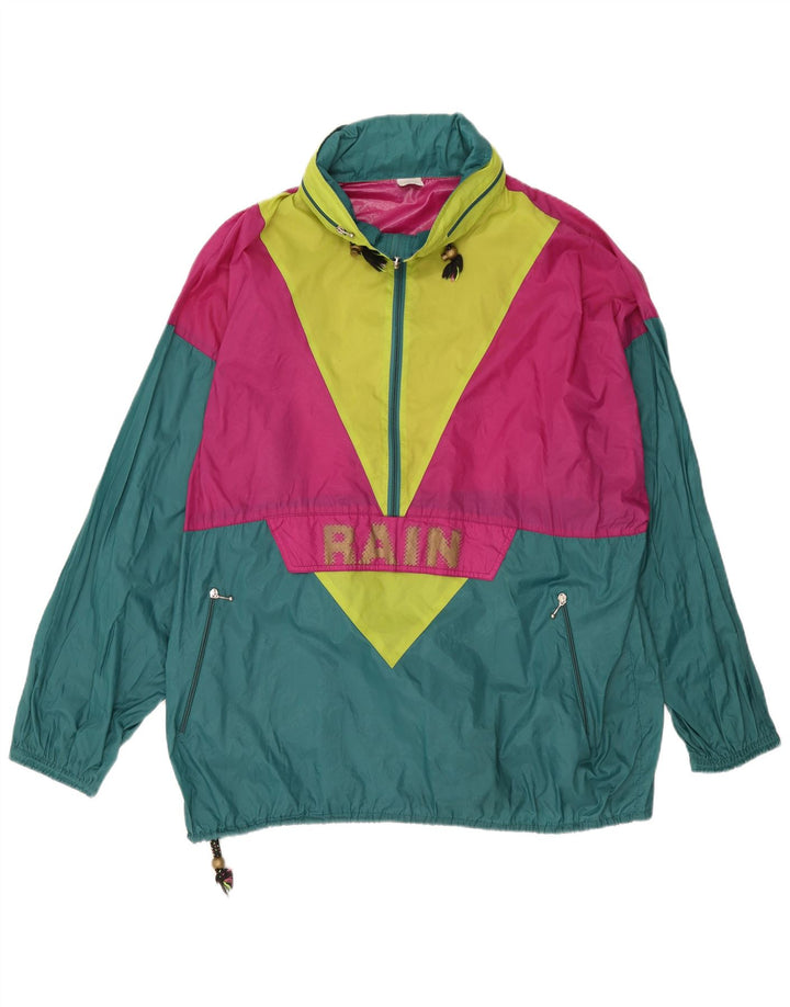 Vintage Ανδρικό γραφικό πουλόβερ Rain Jacket UK 42 XL Πράσινο Colourblock