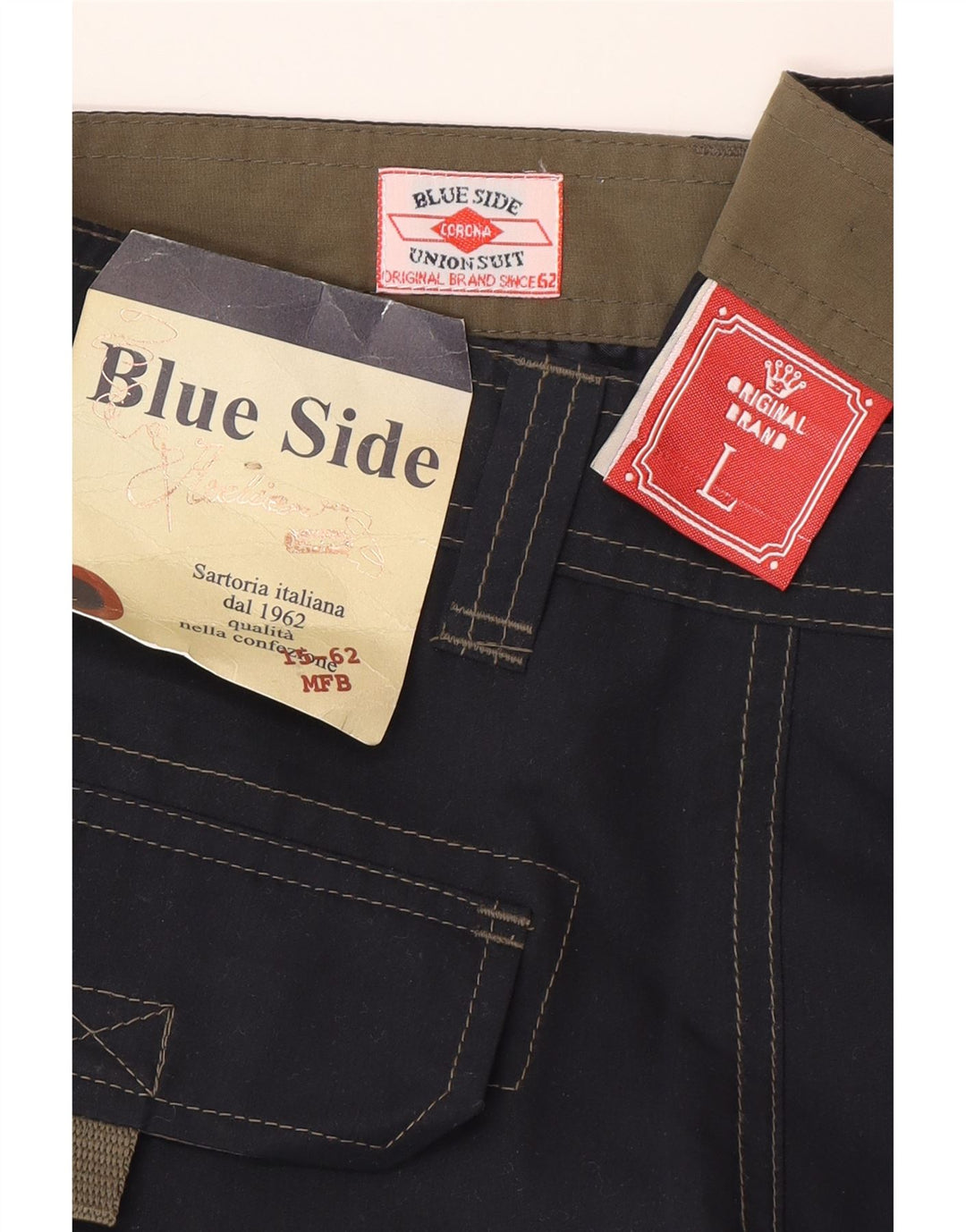 Μπλε Πλαϊνό Ανδρικό Σορτς Cargo Μεγάλο W34 Navy Blue Polyester