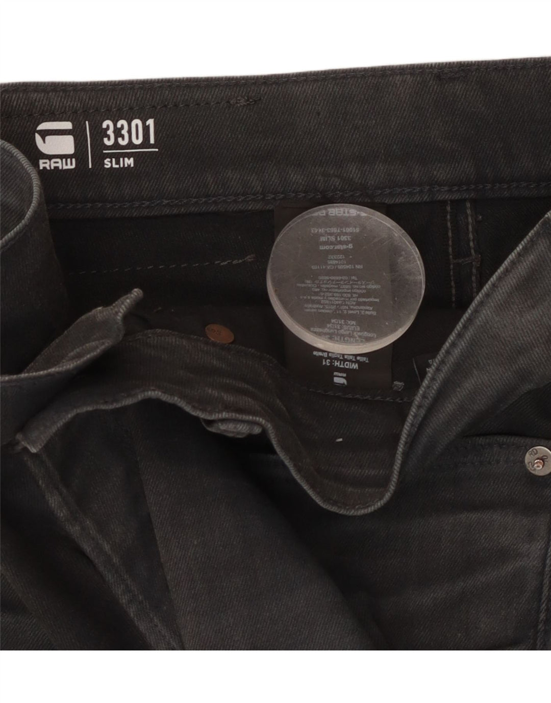 G-STAR Ανδρικό 3301 Slim Jeans W31 L34 Μαύρο βαμβακερό