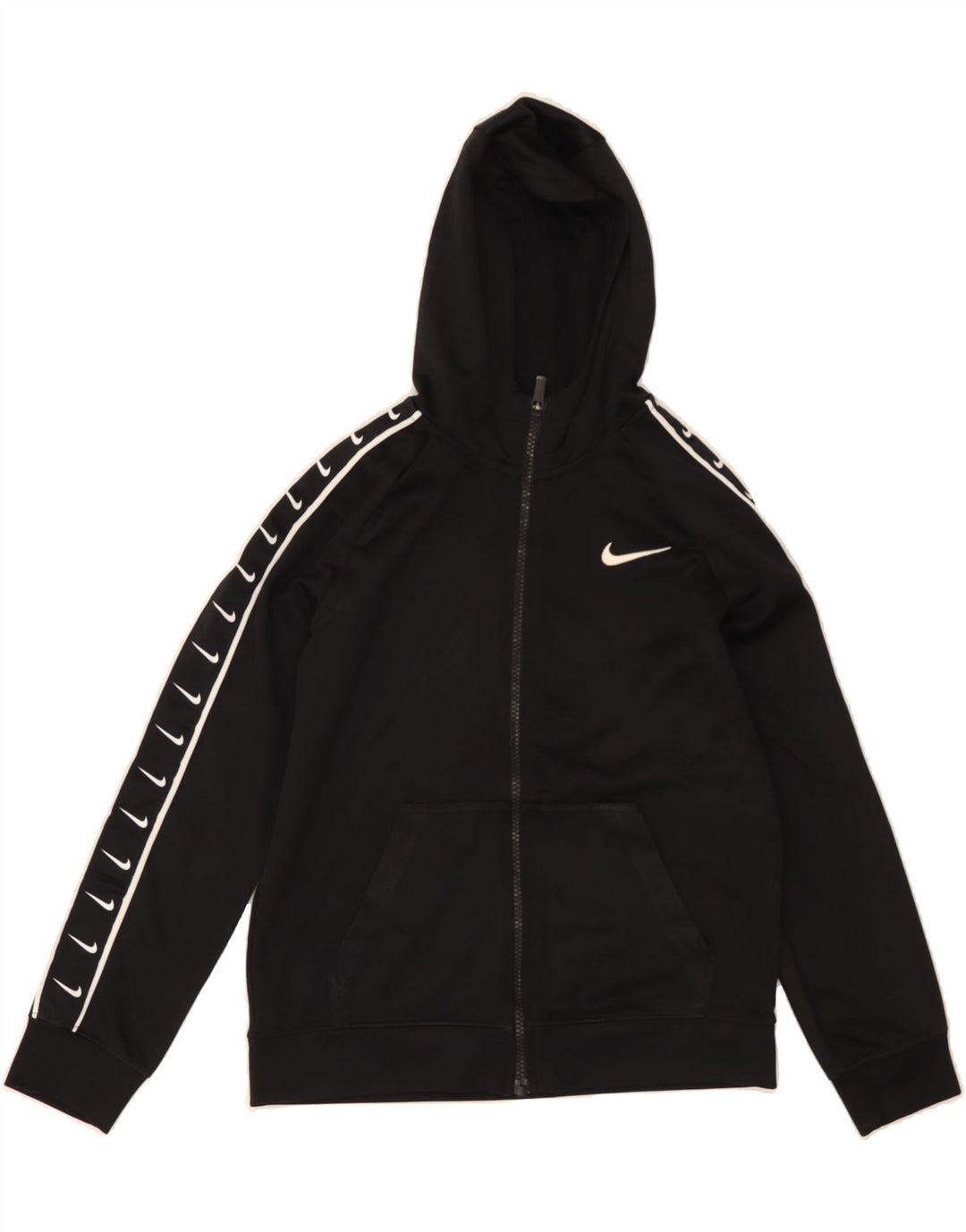 NIKE Boys Graphic Zip Hoodie Sweater 10-11 Years Medium Black Polyester Vintage Nike and Second-Hand Nike from Messina Hembry 