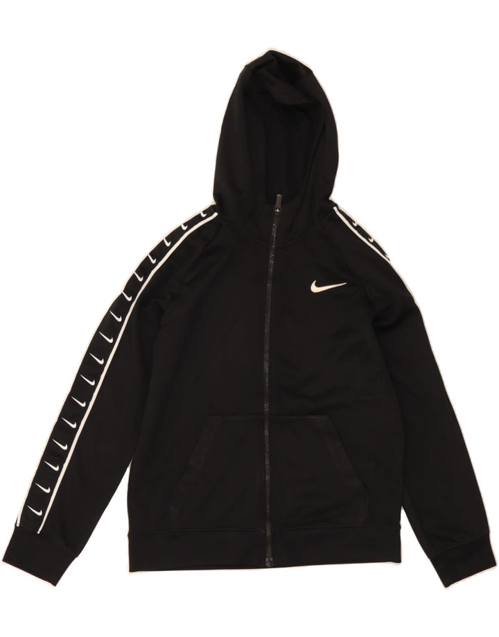 NIKE Boys Graphic Zip Hoodie Sweater 10-11 Years Medium Black Polyester Vintage Nike and Second-Hand Nike from Messina Hembry 