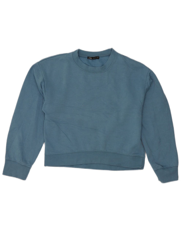 Zara Γυναικεία φούτερ Crop Jumper UK 10 Small Blue Polyester