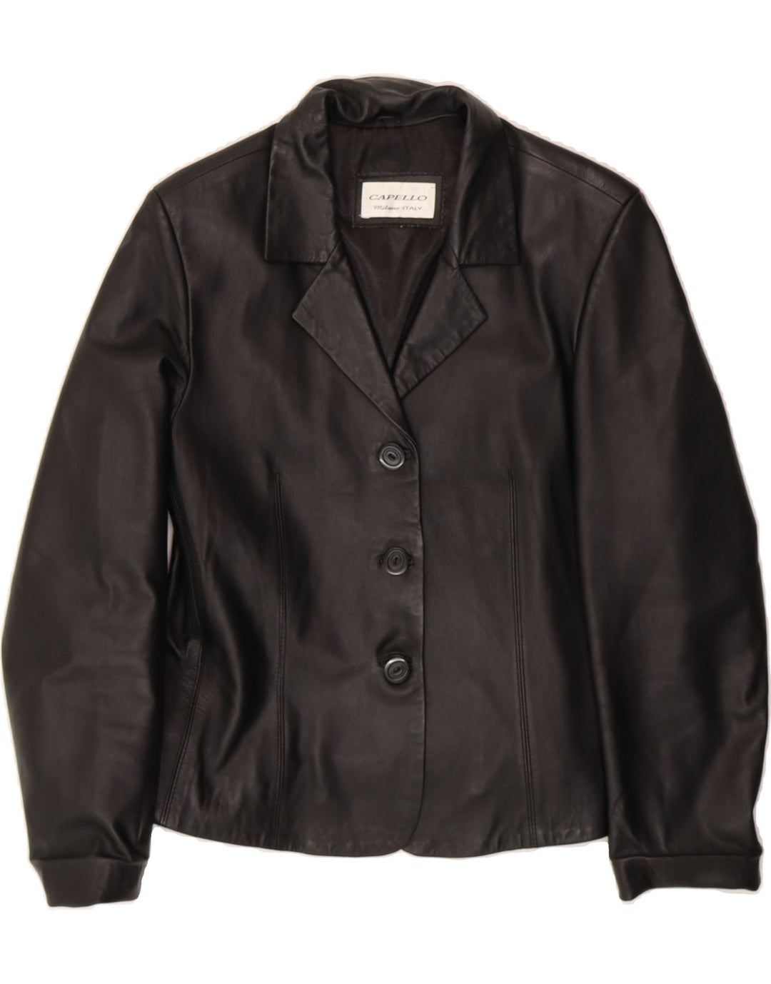 VINTAGE Womens Leather Jacket UK 12 Medium Black Vintage Vintage and Second-Hand Vintage from Messina Hembry 