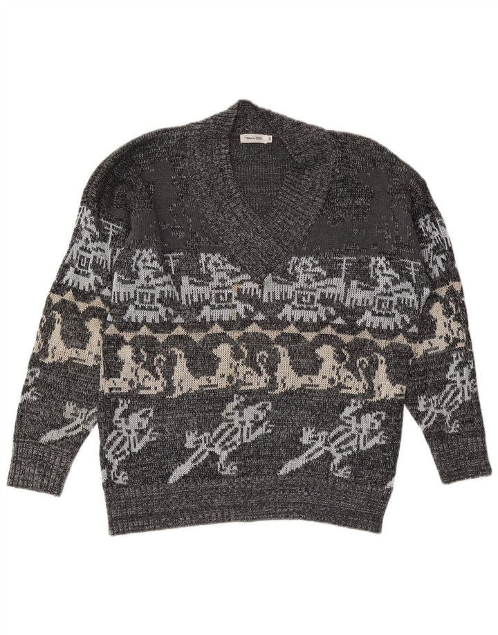 Marco Pecci Ανδρικό πουλόβερ με λαιμόκοψη με V λαιμόκοψη UK 40 Medium Grey Fair Isle