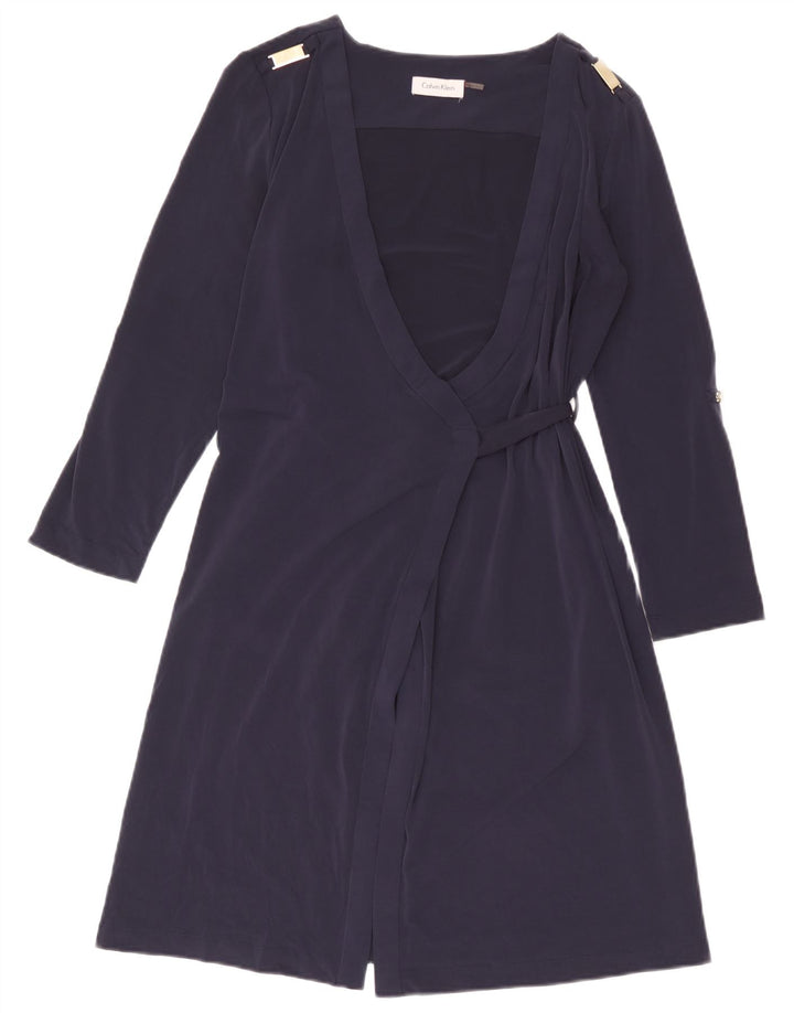 Γυναικείο μακρυμάνικο φόρεμα Calvin Klein UK 14 Medium Navy Blue Polyester