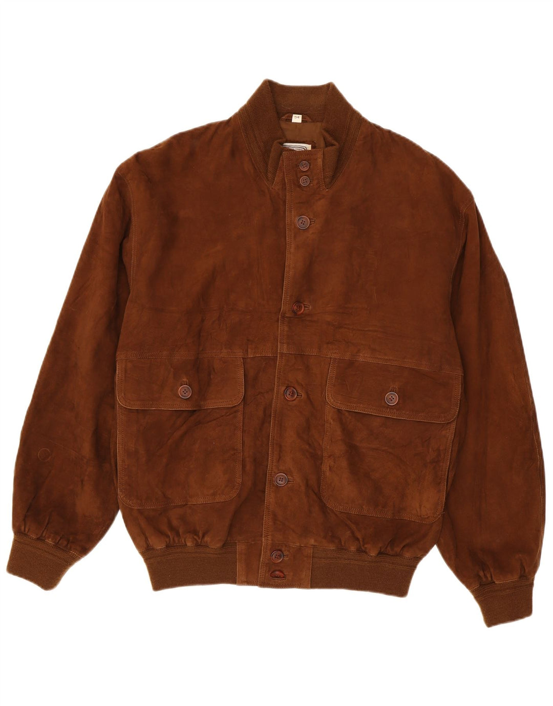 Vintage Ανδρικό Suede Bomber Jacket IT 54 XL Καφέ Βαμβακερό