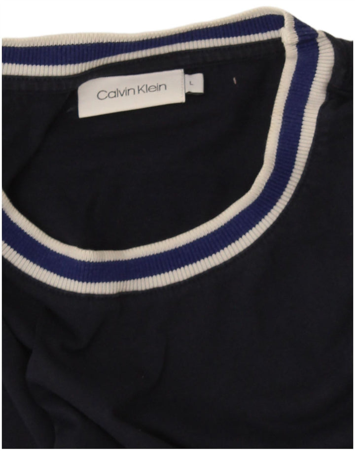Calvin Klein Ανδρικό T-Shirt Top Large Navy Blue ριγέ