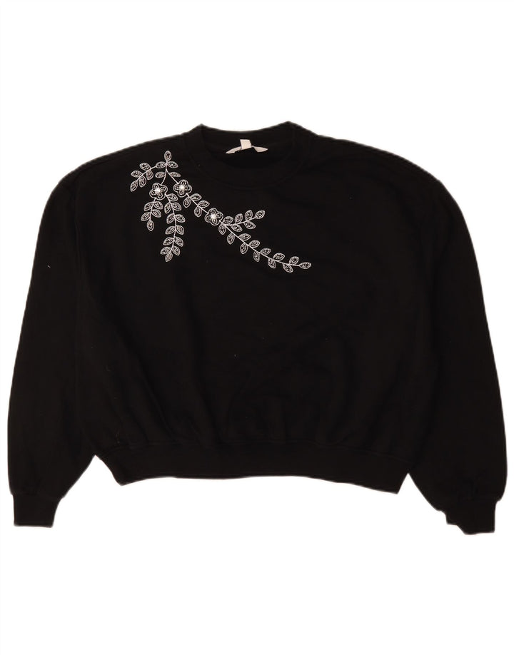 Marks & Spencer Γυναικεία μπλούζα μεγάλου μεγέθους Jumper UK 10 Small Black Floral