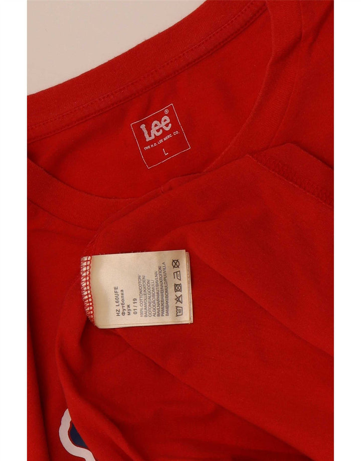 Lee Ανδρικό γραφικό T-Shirt Top μεγάλο κόκκινο βαμβακερό