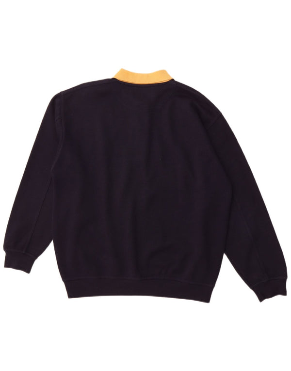 MCFORSUM Ανδρική φούτερ με λαιμόκοψη σε polo, πουκάμισο με μεγάλο μπλε ναυτικό πολυεστέρα