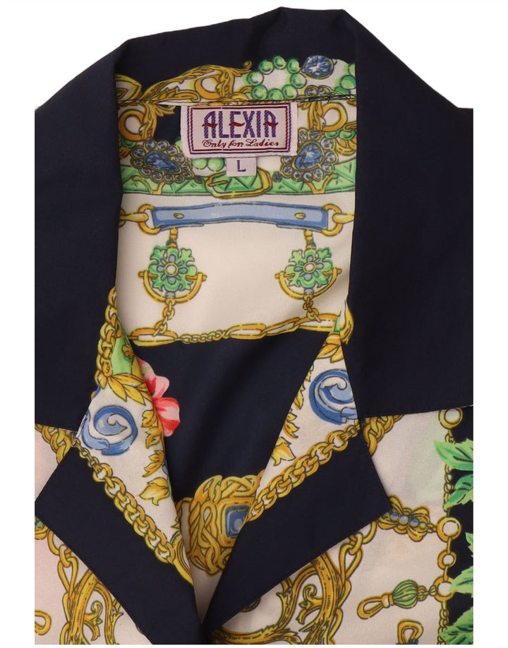 Alexia Γυναικείο κοντομάνικο πουκάμισο Μπλούζα UK 16 Large Navy Blue Floral