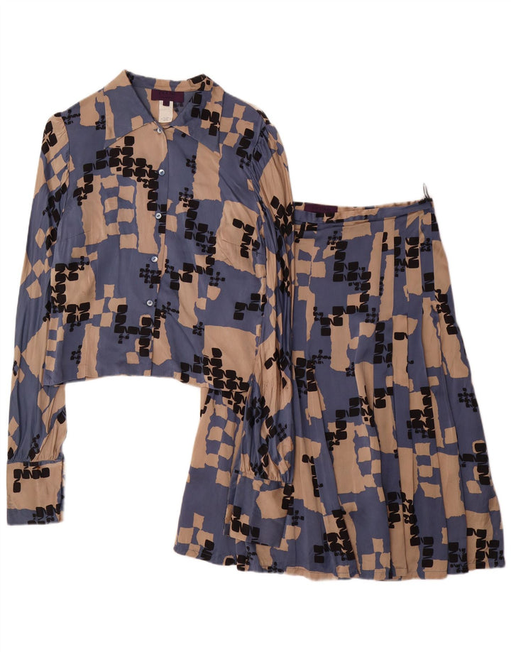 LES COPAINS Γυναικείο Σετ Φούστας 2 τεμαχίων IT 42 Medium W28 Μπλε γεωμετρικό μεταξωτό