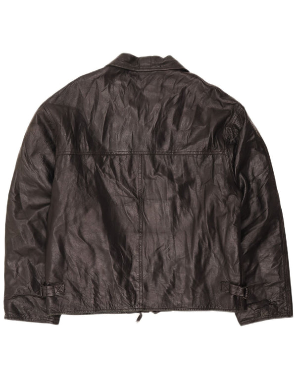 VINTAGE Γυναικείο Δερμάτινο Μπουφάν IT 54 3XL Μαύρο