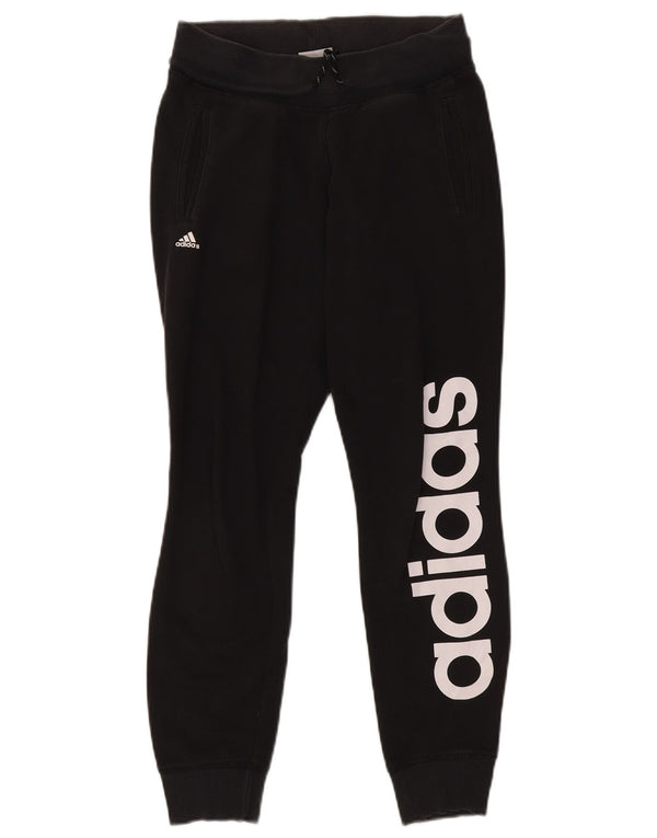 Γυναικεία αθλητική φόρμα γραφικών Adidas παντελόνι Joggers UK 4/6 XS μαύρο βαμβακερό