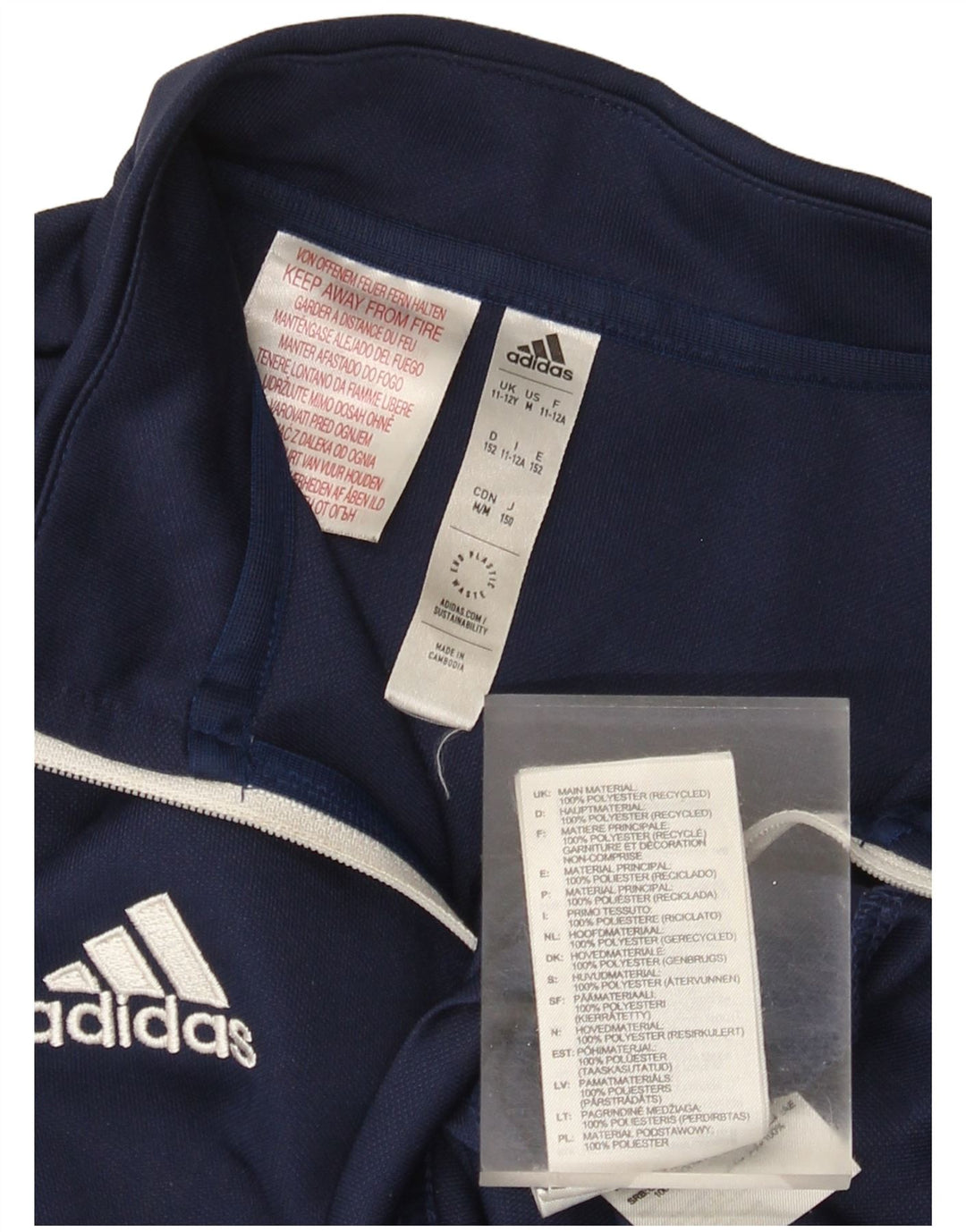 Adidas Boys Aeroready φόρμα πουλόβερ με φερμουάρ 11-12 ετών Navy Blue