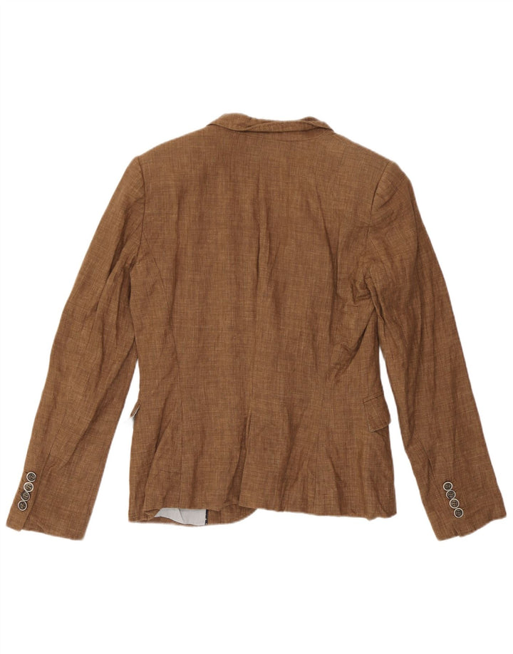 Zara Γυναικείο Μπουφάν Blazer UK 14 Μεσαίο Καφέ Λινό