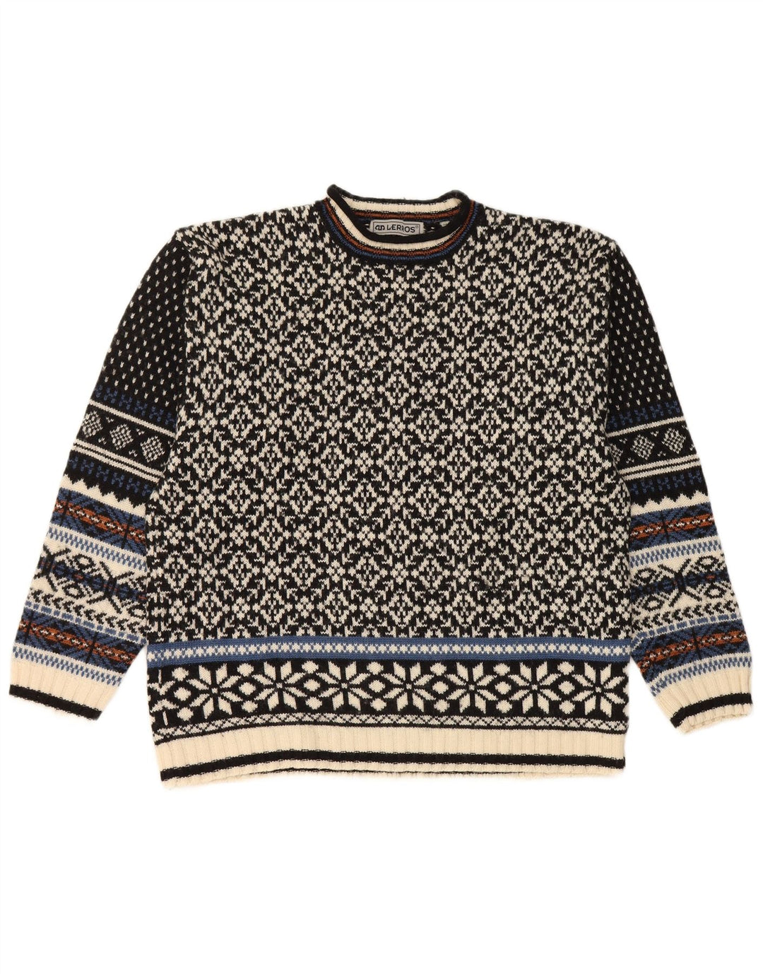 Ανδρικό πουλόβερ Lerros Crew Neck Jumper Medium Black Fair Isle Wool