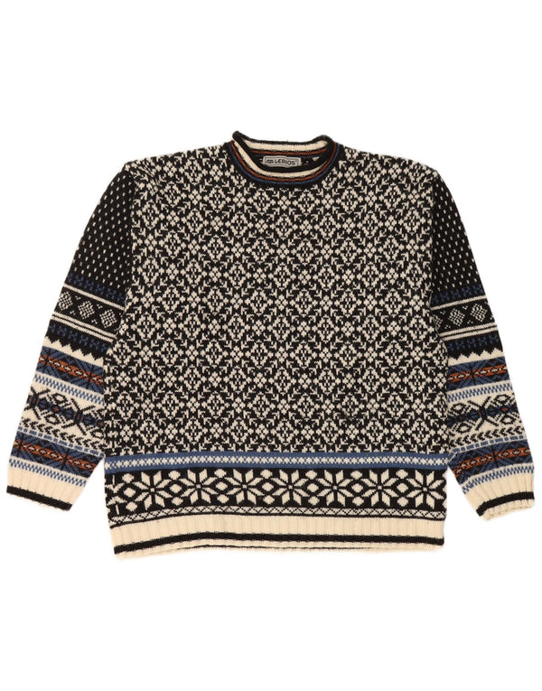 Ανδρικό πουλόβερ Lerros Crew Neck Jumper Medium Black Fair Isle Wool