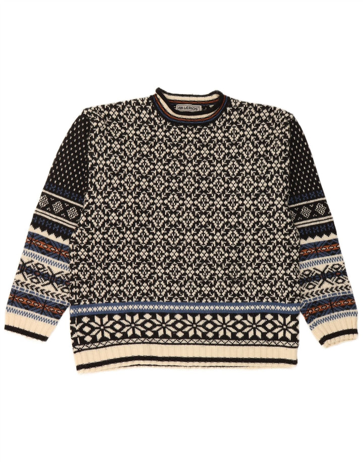 Ανδρικό πουλόβερ Lerros Crew Neck Jumper Medium Black Fair Isle Wool
