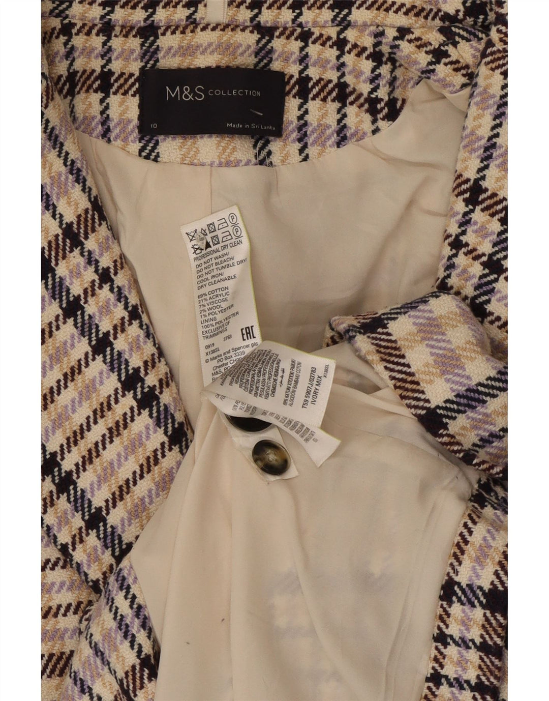 Marks & Spencer Γυναικείο Σακάκι Μπλέιζερ UK 10 Μικρές Πολύχρωμες Επιταγές