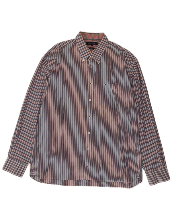 Tommy Hilfiger Ανδρικό πουκάμισο Custom Fit 2XL Μπλε ριγέ βαμβακερό