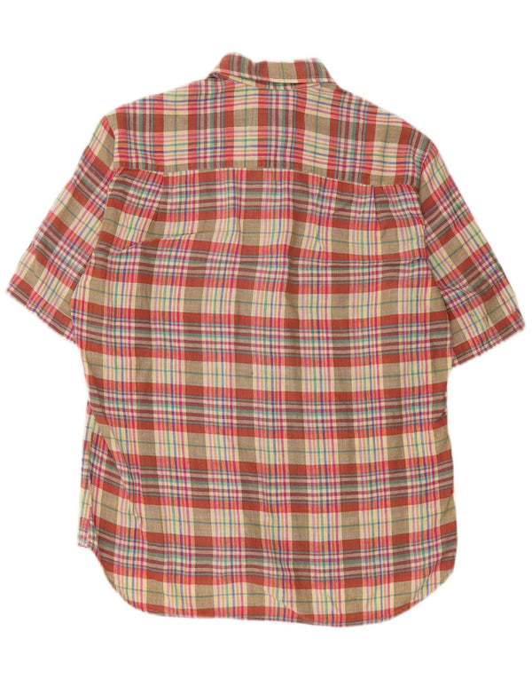 Vintage Mens Short Sleeve Shirt Medium Multicoloured Check Cotton