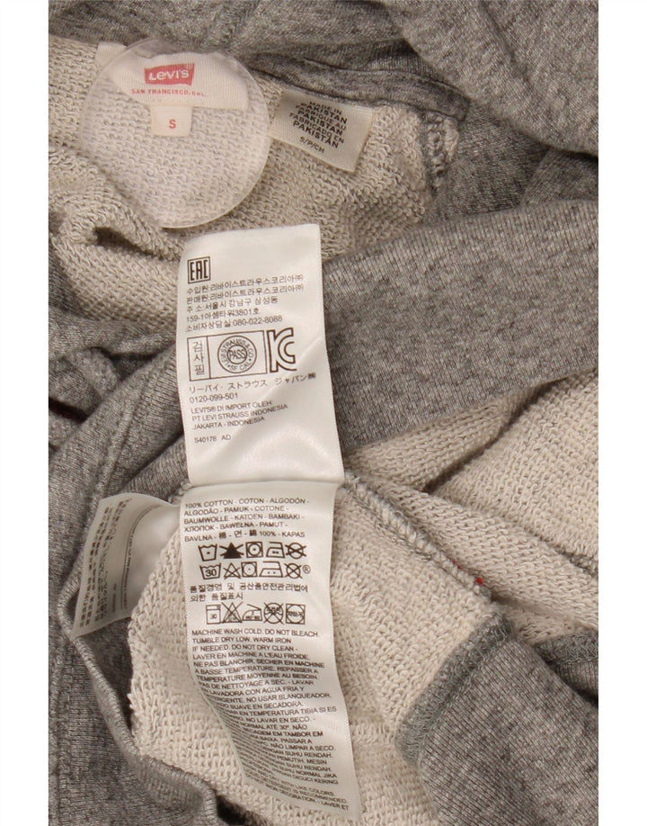 LEVI'S Γυναικεία υπερμεγέθη γραφικά κουκούλα UK 10 Small Grey Flecked