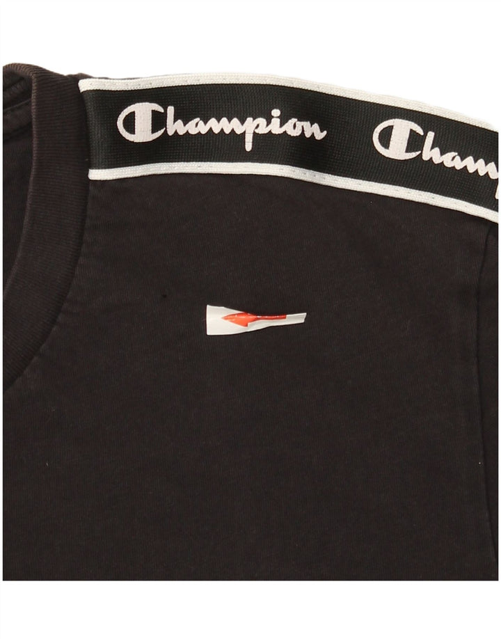 Champion Ανδρικό γραφικό T-Shirt Top Μικρό μαύρο βαμβακερό