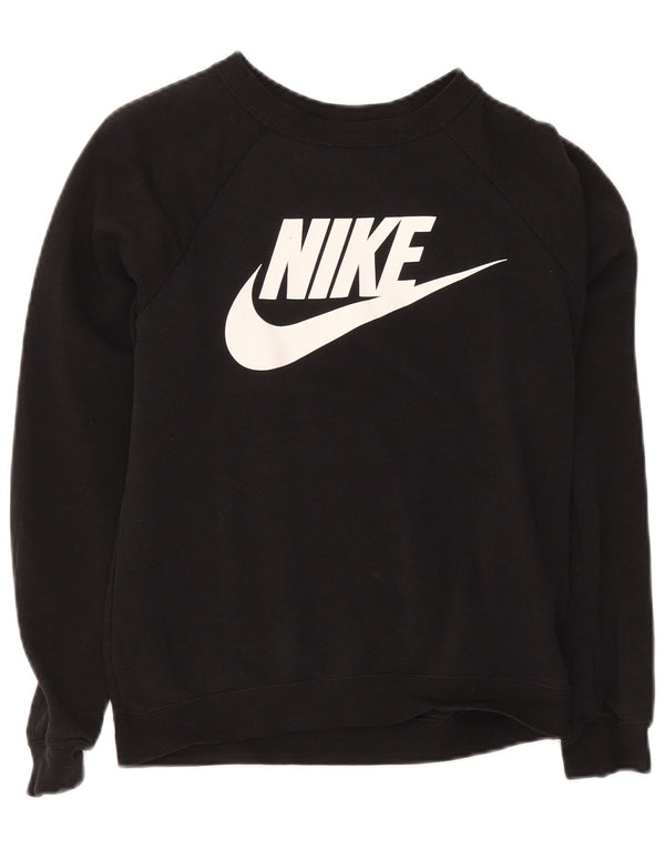 Γυναικείο γραφικό υπερμεγέθη φούτερ Nike Jumper UK 6 XS Μαύρο βαμβακερό