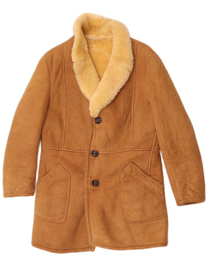 Vintage Ανδρικό Shearling Jacket IT 50 Large Brown