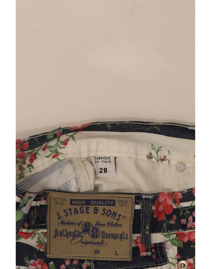 VINTAGE Womens Straight Skirt W28 Medium Multicoloured Floral Cotton Vintage Vintage and Second-Hand Vintage from Messina Hembry 