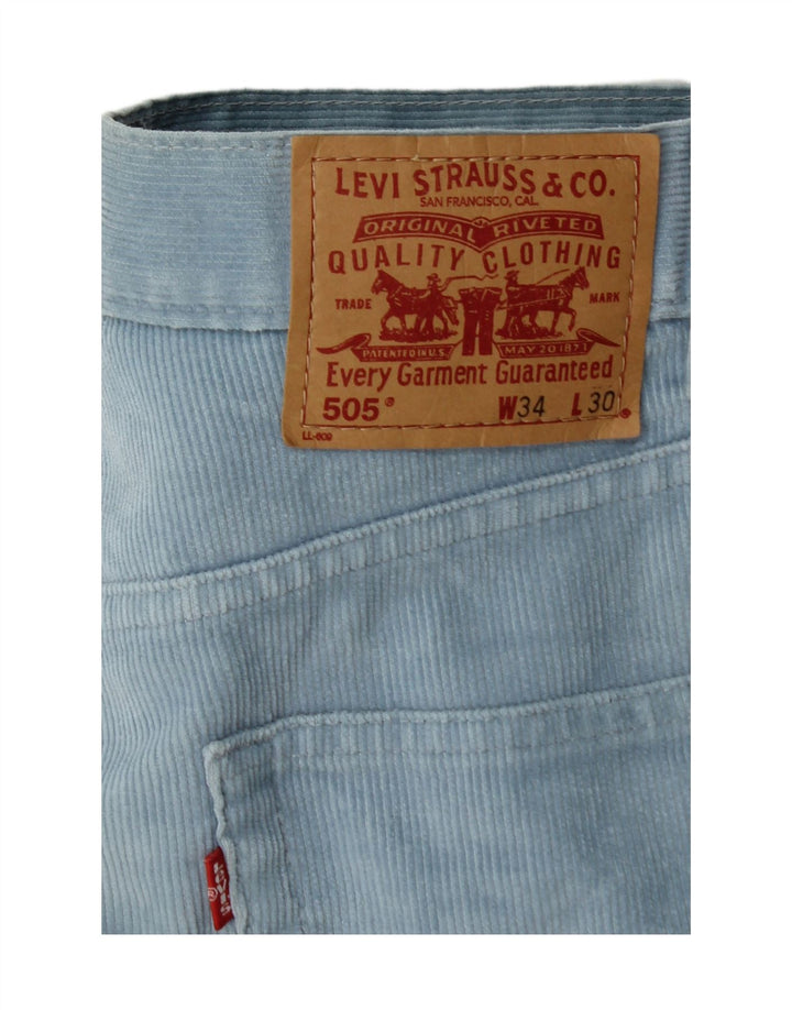 Ανδρικό LEVI'S 505 ίσιο κοτλέ παντελόνι W34 L30 Μπλε βαμβακερό