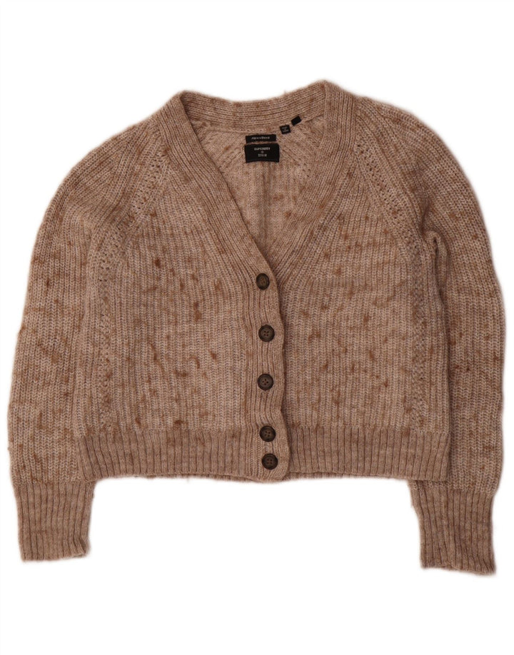 Superdry Γυναικείο Crop Oversized Ζακέτα UK 10 Small Beige Flecked