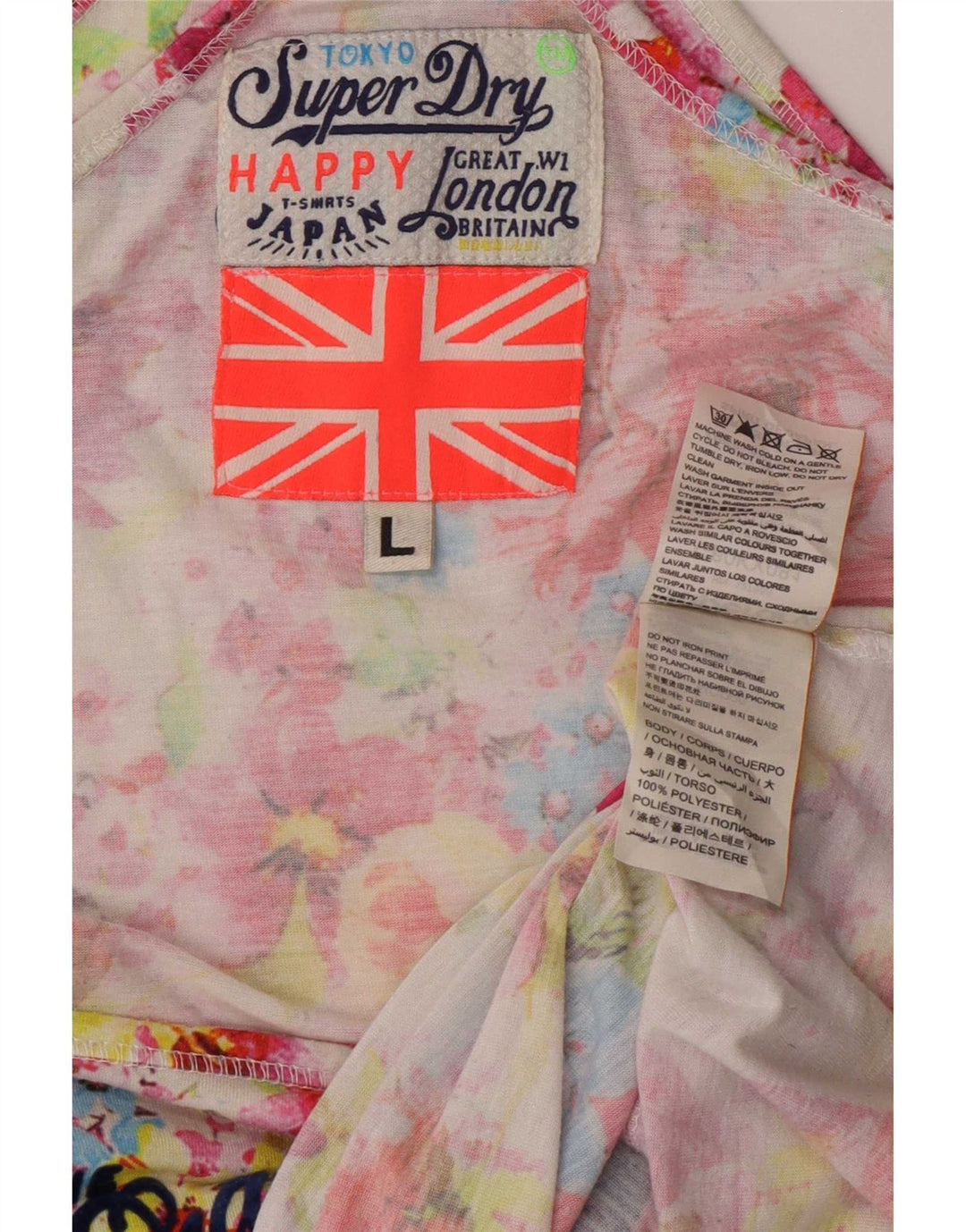 Γυναικείο γραφικό γιλέκο Superdry Top UK 16 Μεγάλος πολύχρωμος φλοράλ πολυεστέρας