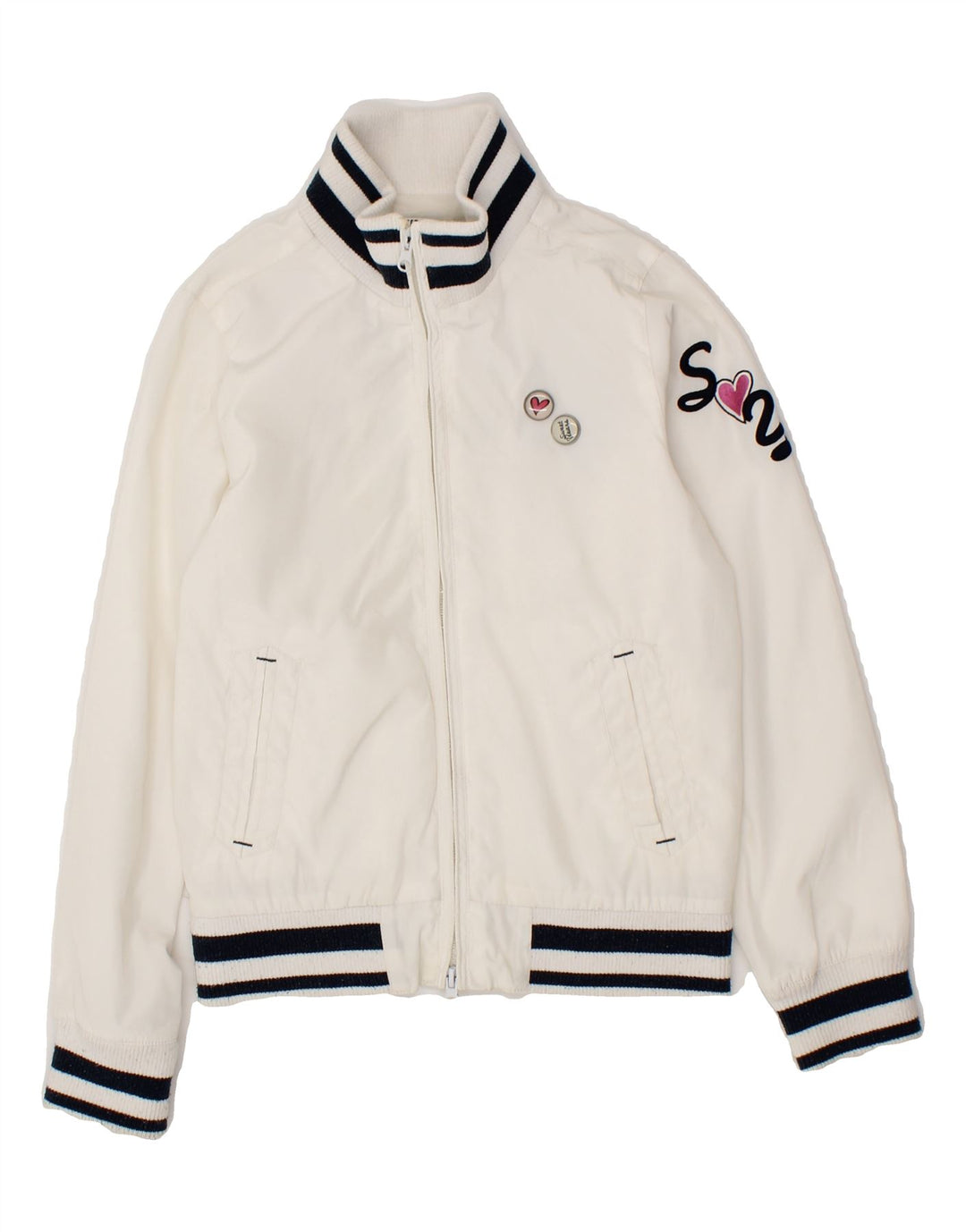 SWEET YEARS Girls Graphic Bomber Jacket 8-9 Years Large Off White Vintage Sweet Years and Second-Hand Sweet Years from Messina Hembry 