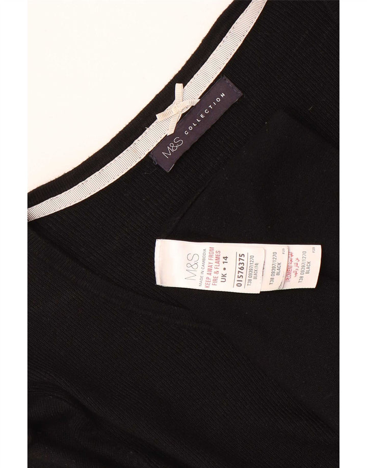 Marks & Spencer Γυναικείο χιτώνα 3/4 μανίκι τοπ UK 14 μεσαία μαύρη βισκόζη