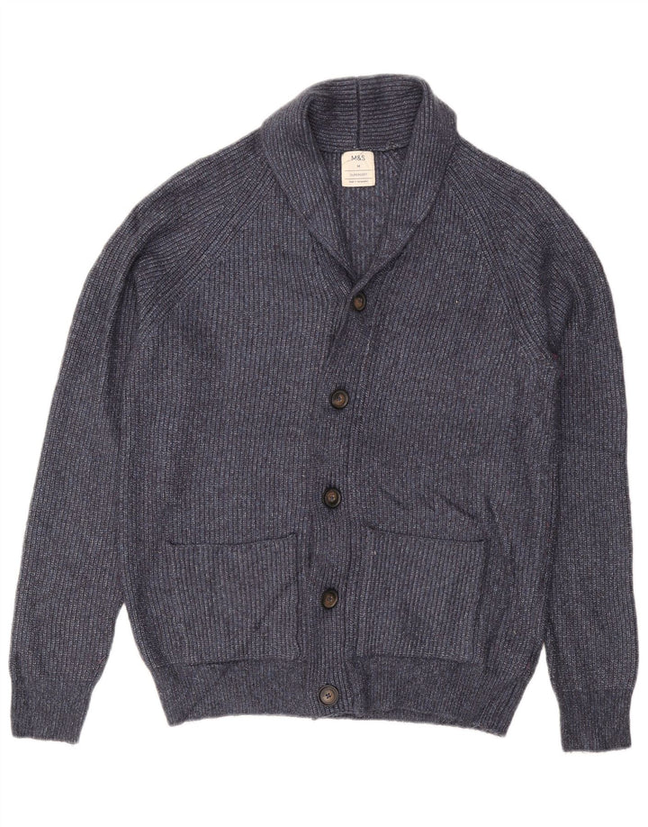 Ανδρικό πουλόβερ ζακέτα Marks & Spencer Medium Navy Blue Polyamide