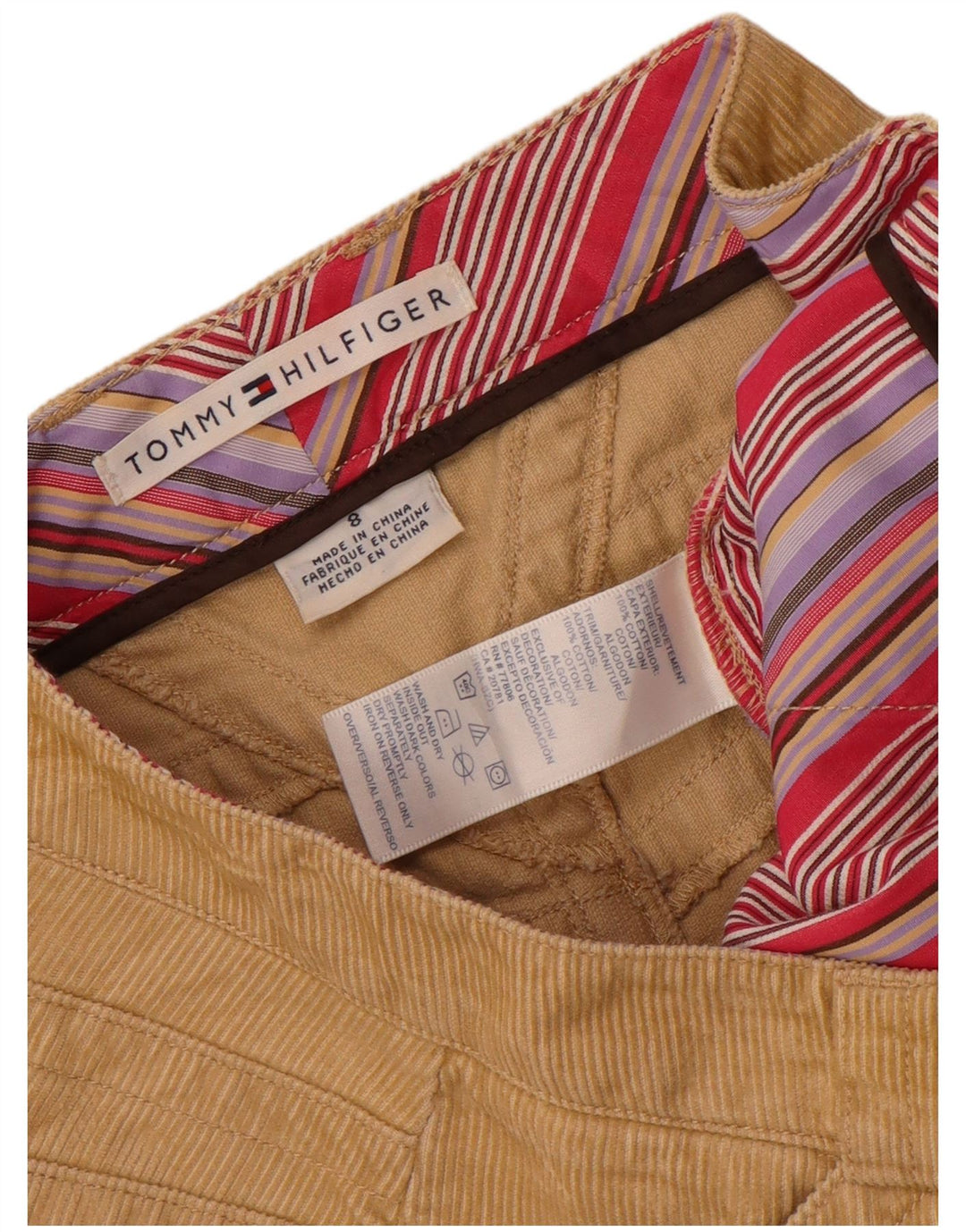 Tommy Hilfiger Γυναικεία κοτλέ φούστα US 8 Medium W32 Μπεζ βαμβακερή